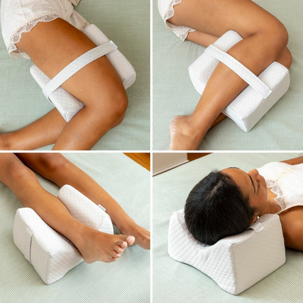 Oreiller ergonomique pour les jambes avec sangle de soutien et mousse à mémoire