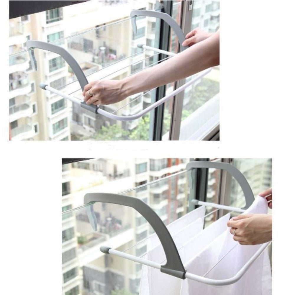 Mini Sèche-linge Pratique en Métal et ABS pour Balcon et Intérieur