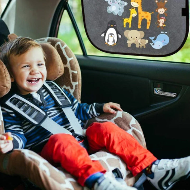 Pare-Soleil Cartoon Amusant pour Bébé - Protection UV et Confort en Voiture
