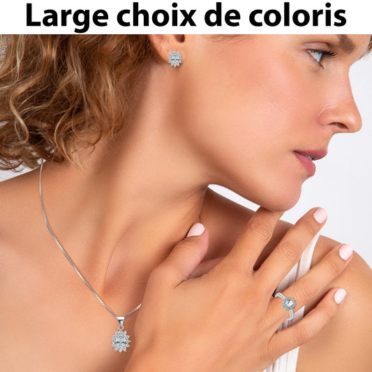 Parure Éblouissante en Zirconium (bagues, collier, boucles d'oreilles)