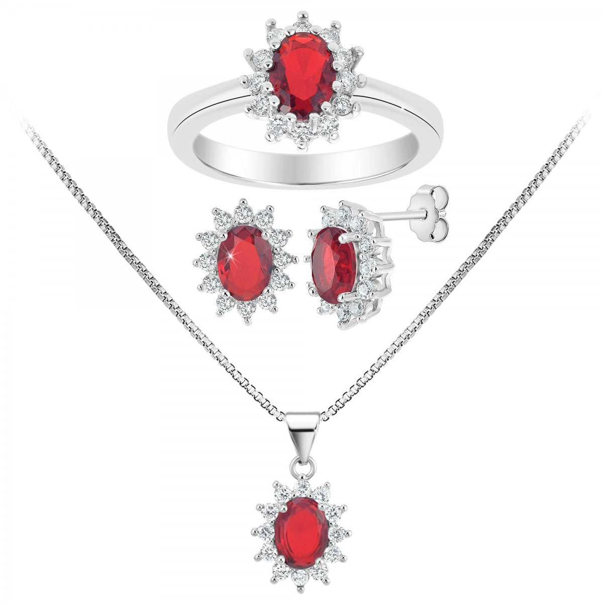 Parure Éblouissante en Zirconium (bagues, collier, boucles d'oreilles)