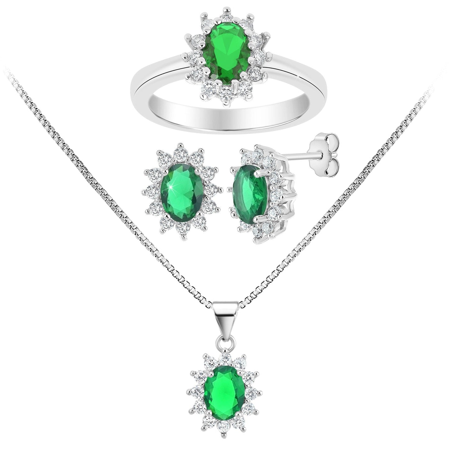 Parure Éblouissante en Zirconium (bagues, collier, boucles d'oreilles)