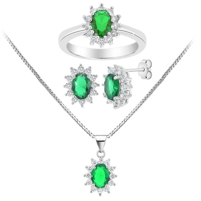 Parure Éblouissante en Zirconium (bagues, collier, boucles d'oreilles)