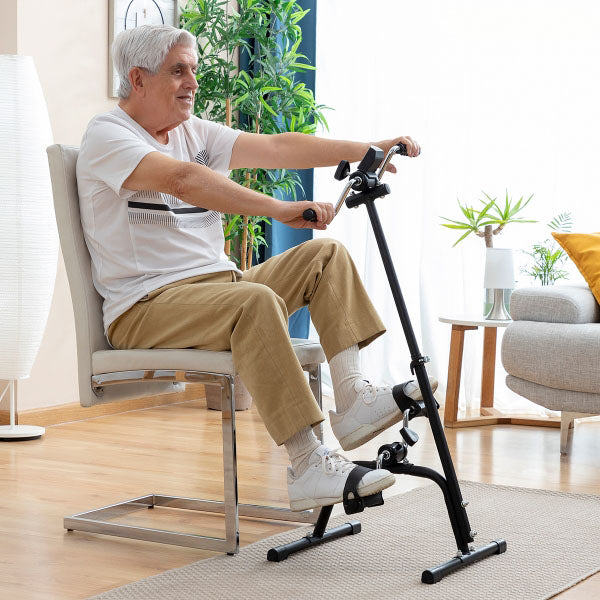 Pédalier ergonomique double pour tonifier bras et jambes à domicile