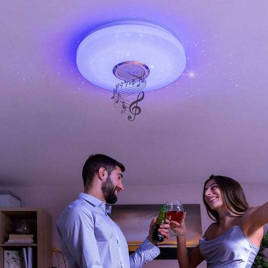 Plafonnier LED Bluetooth avec haut-parleur intégré et veilleuse magique