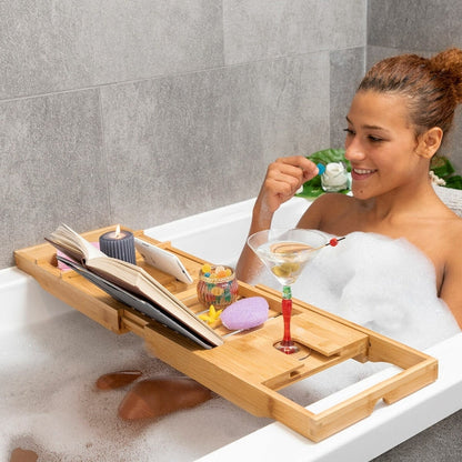 Plateau de Baignoire Extensible en Bambou - Élégance et Praticité