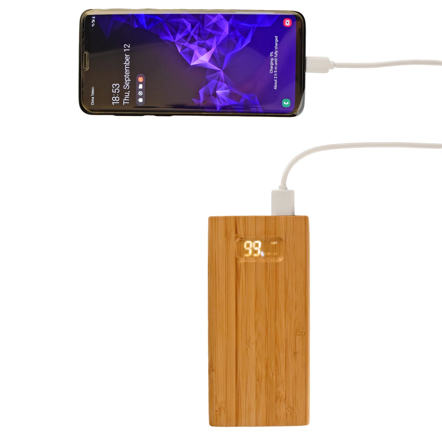 Chargeur Écologique en Bambou 10 000 mAh pour Smartphones et Tablettes