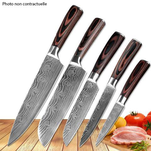 Ensemble de 5 couteaux japonais ultra tranchants – Précision et élégance pour votre cuisine