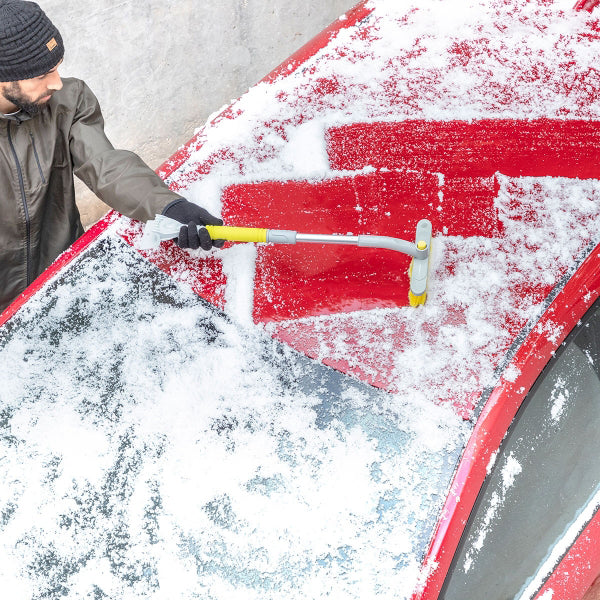 Raclette à glace télescopique avec brosse rotative 360°