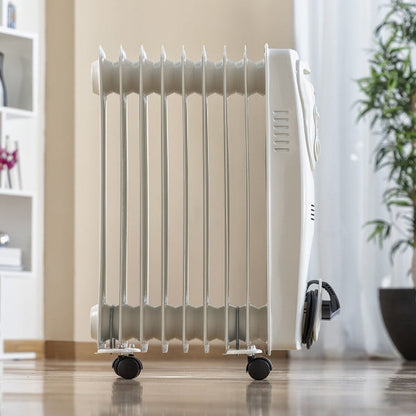 Radiateur à huile à roulettes avec thermostat - Éco-énergétique et silencieux