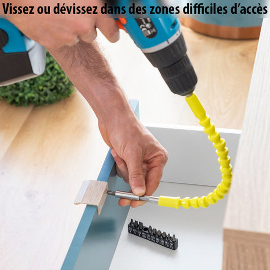 Rallonge flexible magnétique pour tournevis avec rotation à 360° - Livraison offerte