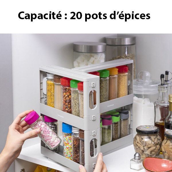 Rangements à épices coulissants et pivotants - Lot de 2