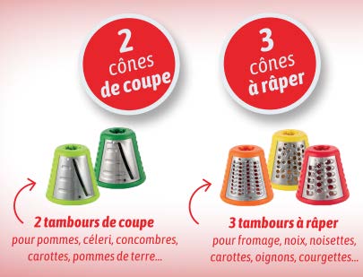 Salad'minute - Rapeur et Trancheur Électrique 150W pour Légumes et Fromages