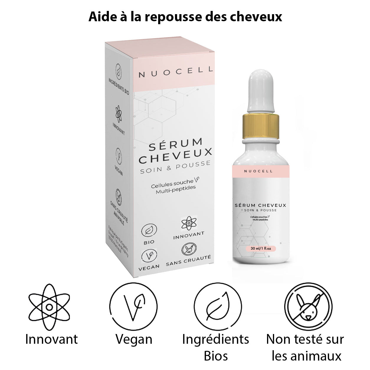 Sérum Vegan Aux Cellules Souches pour Cheveux Épais et Brillants