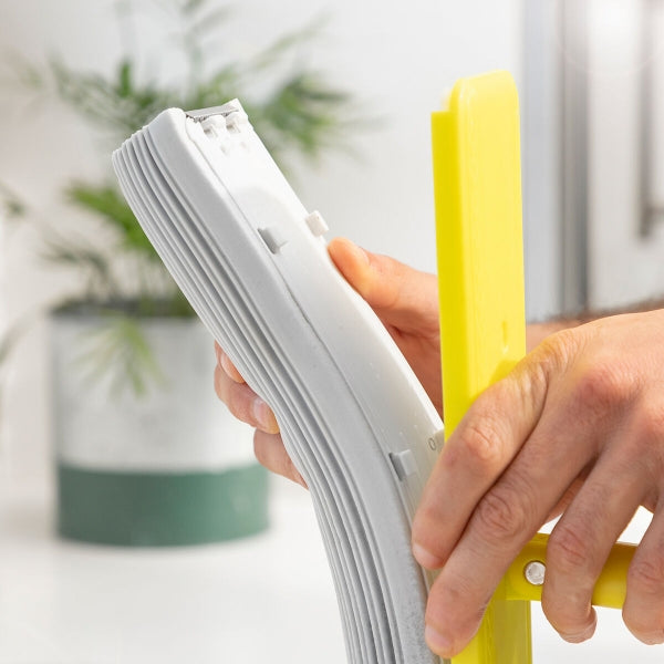 Serpillère 2 en 1 avec éponge auto-essoreuse en acier inoxydable