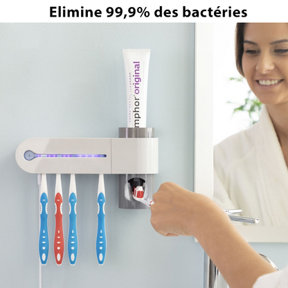 Stérilisateur UV 3 en 1 avec support de brosses à dents et distributeur de dentifrice