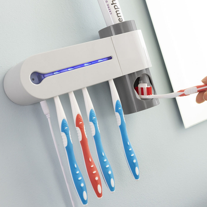Stérilisateur UV 3 en 1 avec support de brosses à dents et distributeur de dentifrice