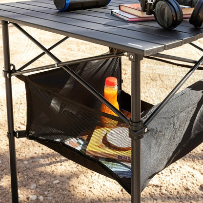 Table de Camping Pliable avec Panier et Housse - Pratique et Élégante