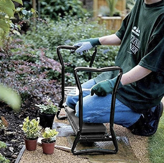 Tabouret de jardin pliable 3 EN 1 avec poche à outils