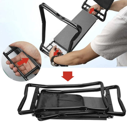 Tabouret de jardin pliable 3 EN 1 avec poche à outils