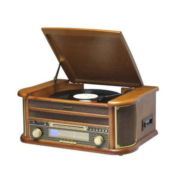 Ensemble tourne-disques vintage avec radio AM/FM et lecteur CD