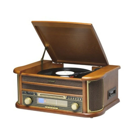 Ensemble tourne-disques vintage avec radio AM/FM et lecteur CD
