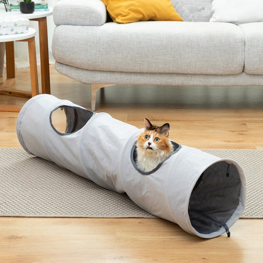 Tunnel Pliable Élégant pour Chats - Jeu et Repos Incontournable