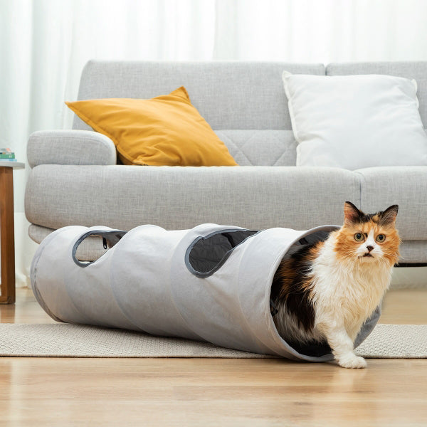 Tunnel Pliable Élégant pour Chats - Jeu et Repos Incontournable