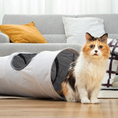 Tunnel Pliable Élégant pour Chats - Jeu et Repos Incontournable