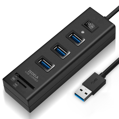 Multiprise USB 3 Ports avec Lecteur de Cartes SD pour Connectivité Facile