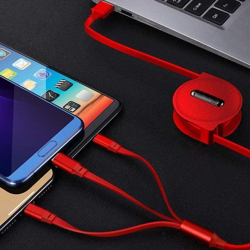 Câble USB Rétractable 3 en 1 - 1 acheté = 1 offert !