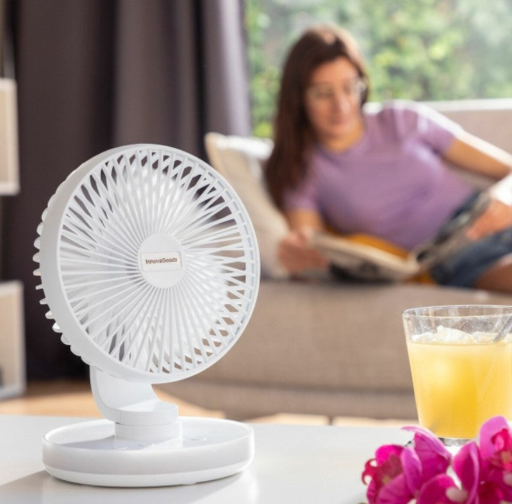 Ventilateur de Bureau Rechargeable avec LED - Design Pratique et Silencieux