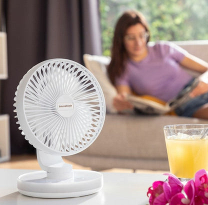 Ventilateur de Bureau Rechargeable avec LED - Design Pratique et Silencieux