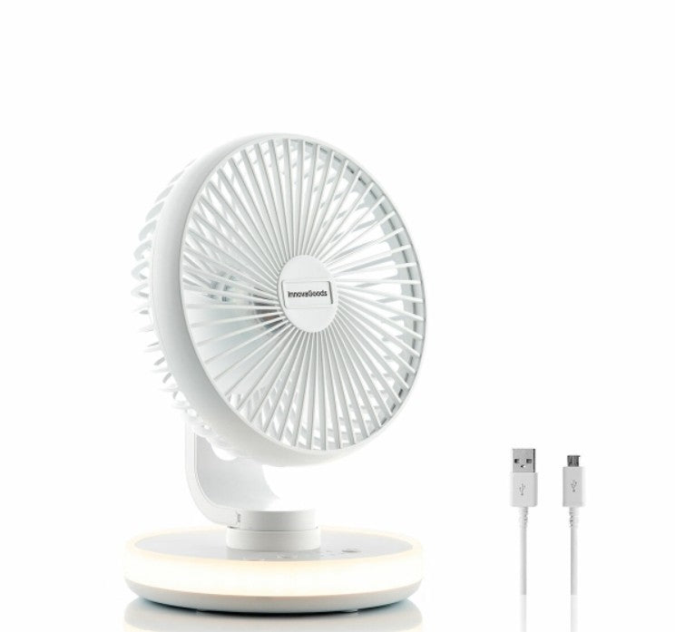 Ventilateur de Bureau Rechargeable avec LED - Design Pratique et Silencieux