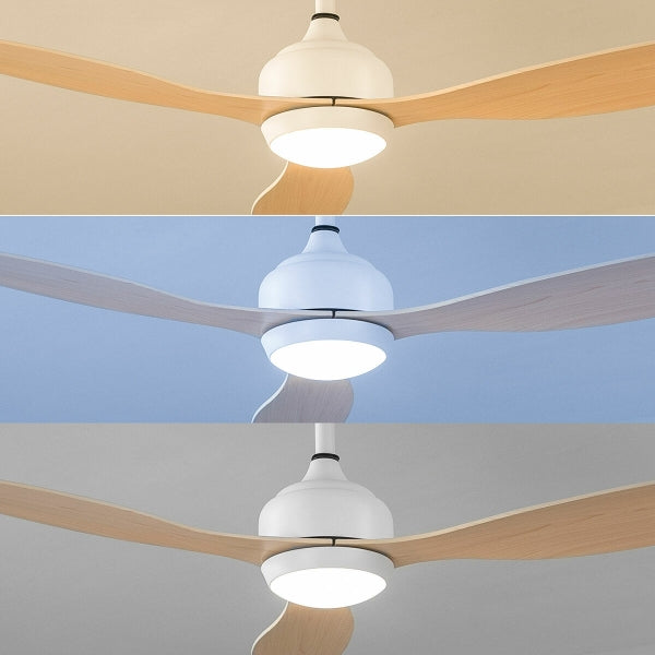 Ventilateur de plafond LED moderne avec 3 pales en bois