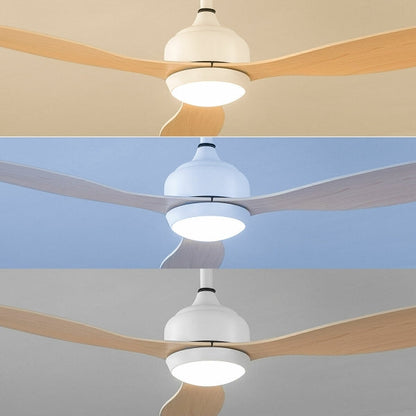 Ventilateur de plafond LED moderne avec 3 pales en bois