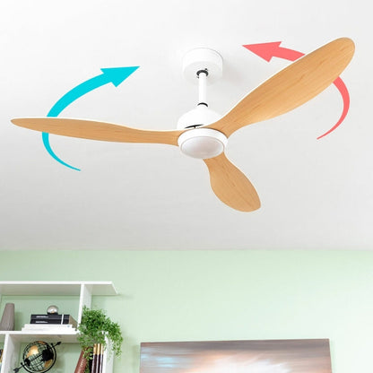 Ventilateur de plafond LED moderne avec 3 pales en bois
