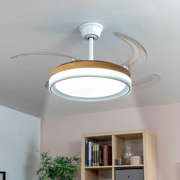 Ventilateur de plafond moderne avec éclairage LED et pales rétractables