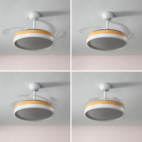 Ventilateur de plafond moderne avec éclairage LED et pales rétractables