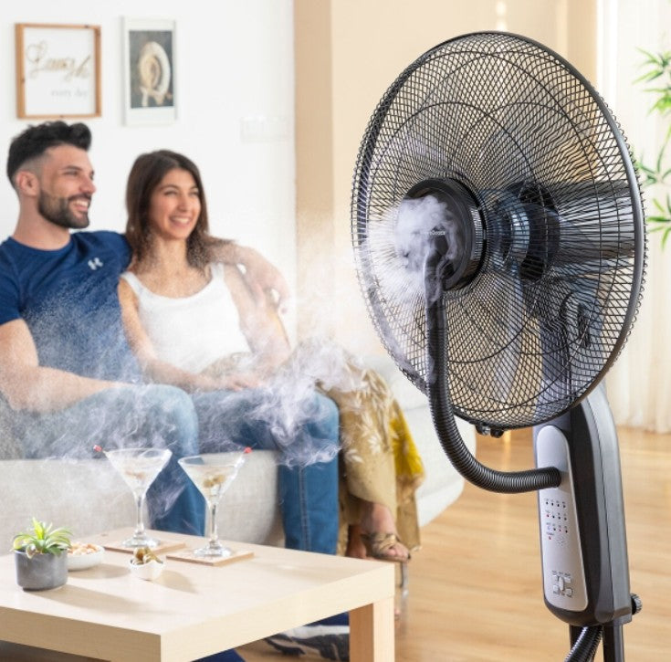 Ventilateur Brumisateur sur Pied 90W avec Télécommande - Fraîcheur Assurée